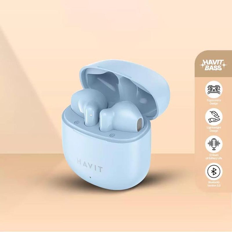 TV, Audio-Video si Foto - Portabile audio - Casti audio - Casti fara Fir Albastrutooth 5.3, TWS, USB-C, 300mAh - Havit (TW976) - Albastru - Infinity.ro