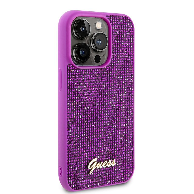 Laptop, Telefoane si Tablete - Telefoane mobile si accesorii - Accesorii Telefoane - Huse telefoane - Husa pentru iPhone 15 Pro - Guess Disco Metal Script (GUHCP15LPMSDGSF) - Fucsia - Infinity.ro
