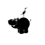 Casa si Gradina - Decoratiuni - Stickere decorative - Sticker decorativ, Hipopotam, Negru, 45x50 cm - Infinity.ro