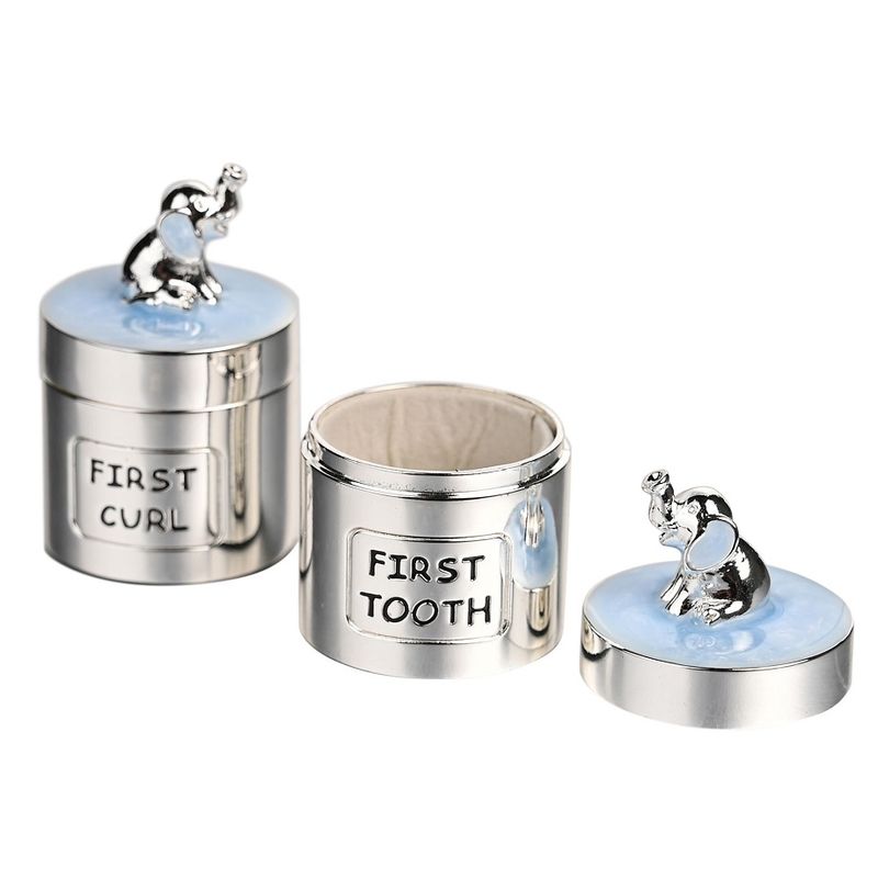 Casa si Gradina - Decoratiuni - Obiecte decorative - Decoratiuni camera copilului - Cutiute argintate cu elefantel baby boy Hello Baby - Infinity.ro