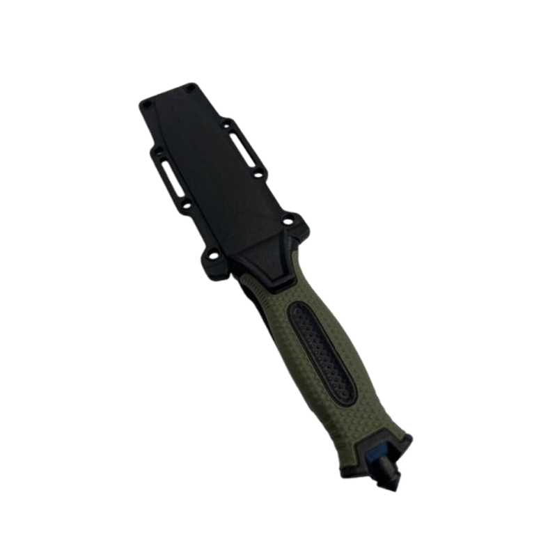 Sport si Outdoor - Camping - Cutite, bricege si accesorii - Cutite si bricege - Cutit militar tactic Foxter, 25 cm, cu dispozitiv de spart geamuri, toc, verde - Infinity.ro