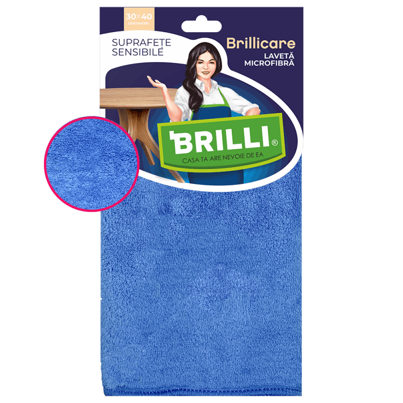 Market - Curatenie si intretinere casa - Produse bucatarie - Lavete si bureti - Laveta microfibra pentru suprafete sensibile Brilli Brillicare, 30 x 40 cm - Infinity.ro