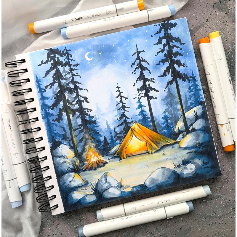 Carti si Birotica - Rechizite - Pictura si desen - Blocuri desen - Caiet De Schite Ohuhu, Marker Pads, Fără Acid - 150 g/m² - 60 coli/120 pagini, 222 x 210 mm - Infinity.ro