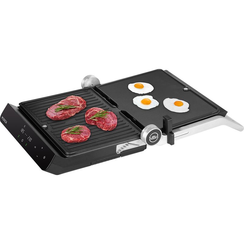 Electronice si Electrocasnice - Electrocasnice bucatarie - Aparate de gatit & desert - Gratare electrice - Grill electric ECG FORZA 5200 Fuego, 2000W, 80-230 °C, 2 termostate, cronometru, deschidere 180°, otel inoxidabil - Infinity.ro