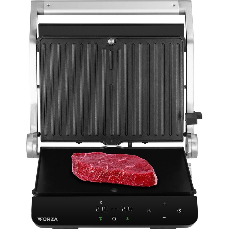 Electronice si Electrocasnice - Electrocasnice bucatarie - Aparate de gatit & desert - Gratare electrice - Grill electric ECG FORZA 5200 Fuego, 2000W, 80-230 °C, 2 termostate, cronometru, deschidere 180°, otel inoxidabil - Infinity.ro