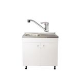 Casa si Gradina - Sanitare - Chiuveta bucatarie si accesorii - Chiuvete bucatarie - Set, Masca Alba, Raulconstruct, 80 cm X 50 cm X 80 cm, Chiuveta anticalcar, Baterie bucatarie TL si Sifon scurgere - Infinity.ro