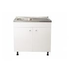 Casa si Gradina - Sanitare - Chiuveta bucatarie si accesorii - Chiuvete bucatarie - Set, Masca Alba, Raulconstruct, 80 cm X 50 cm X 80 cm, Chiuveta anticalcar, Baterie bucatarie TL si Sifon scurgere - Infinity.ro