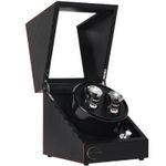 Fashion, accesorii si bijuterii - Barbati - Bijuterii barbati - Ceasuri barbati - Cutie de intors ceasuri automatice, watch winder 2, cu 4 moduri de rotatie, interior si exterior din piele, negru dungat - Infinity.ro