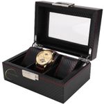 Fashion, accesorii si bijuterii - Barbati - Bijuterii barbati - Ceasuri barbati - Cutie depozitare pentru 3 ceasuri, Exterior din Fibra de Carbon, Geam transparent din Acril, 18x12x8cm, Negru - Infinity.ro