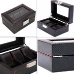 Fashion, accesorii si bijuterii - Barbati - Bijuterii barbati - Ceasuri barbati - Cutie depozitare pentru 3 ceasuri, Exterior din Fibra de Carbon, Geam transparent din Acril, 18x12x8cm, Negru - Infinity.ro