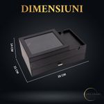 Fashion, accesorii si bijuterii - Barbati - Bijuterii barbati - Ceasuri barbati - Cutie pentru ceasuri, Exterior din Fibra de Carbon si Piele Ecologica, Geam transparent din Acril, 35x21x14cm, Negru - Infinity.ro