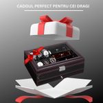 Fashion, accesorii si bijuterii - Barbati - Bijuterii barbati - Ceasuri barbati - Cutie pentru ceasuri, Caseta depozitare accesorii, Geam transparent din Acril, 33x20x13cm, Negru - Infinity.ro