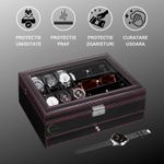 Fashion, accesorii si bijuterii - Barbati - Bijuterii barbati - Ceasuri barbati - Cutie pentru ceasuri, Caseta depozitare accesorii, Geam transparent din Acril, 33x20x13cm, Negru - Infinity.ro