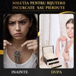 Fashion, accesorii si bijuterii - Femei - Bijuterii femei - Cutii bijuterii - Cutie bijuterii, organizator cu 3 nivele, spatiu depozitare accesorii, set 9 perechi cercei inclusi, catifea neagra - Infinity.ro