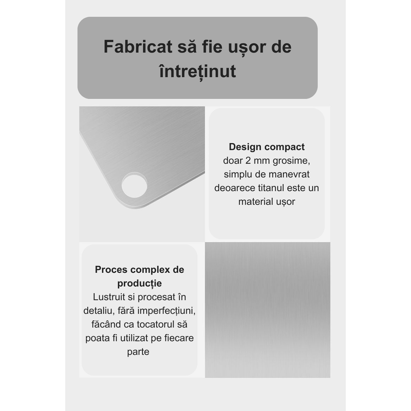 Casa si Gradina - Bucatarie si vesela - Ustensile bucatarie - Tocatoare de bucatarie - Tocator de bucatarie din titan FOtehniq V4 29x20x0.2 cm, fara miros, usor de curatat, potrivit pentru masina de spalat vase - Infinity.ro