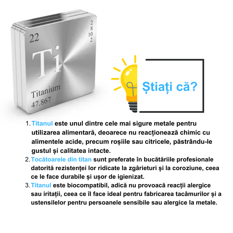Casa si Gradina - Bucatarie si vesela - Ustensile bucatarie - Tocatoare de bucatarie - Tocator de bucatarie din titan FOtehniq V4 29x20x0.2 cm, fara miros, usor de curatat, potrivit pentru masina de spalat vase - Infinity.ro