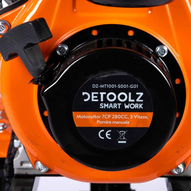 Casa si Gradina - Gradinarit si plante - Utilaje gradina - Motosape si motocultoare - Motocultor DETOOLZ 7CP 280CC, motorina, 4T, 3 viteze, pornire manuala, cu roti - Infinity.ro
