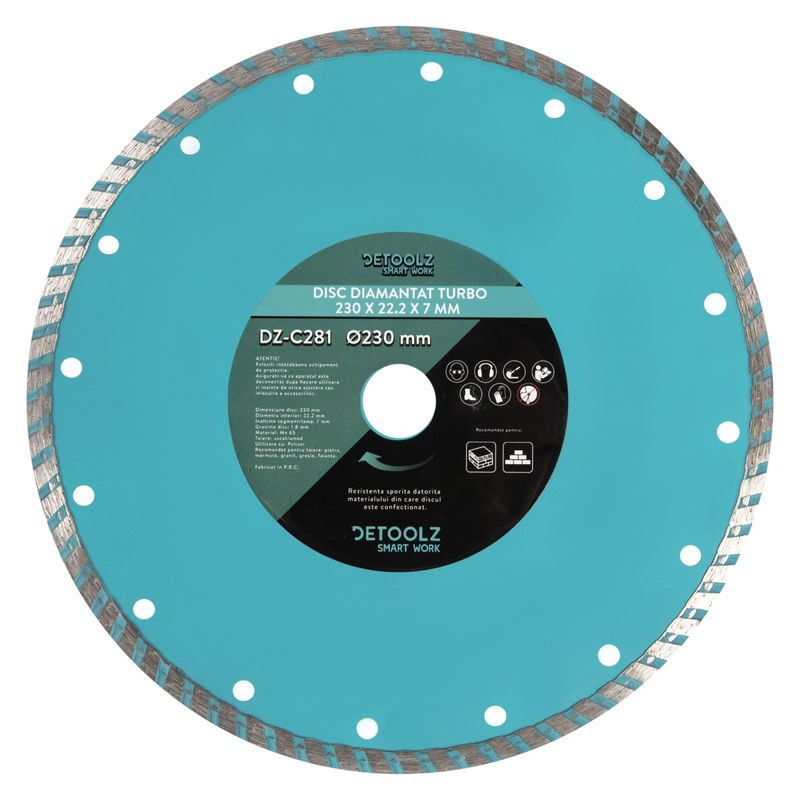 Casa si Gradina - Constructii - Scule electrice si accesorii - Accesorii fierastraie electrice - Disc diamantat turbo 230x25.4x7mm - Infinity.ro