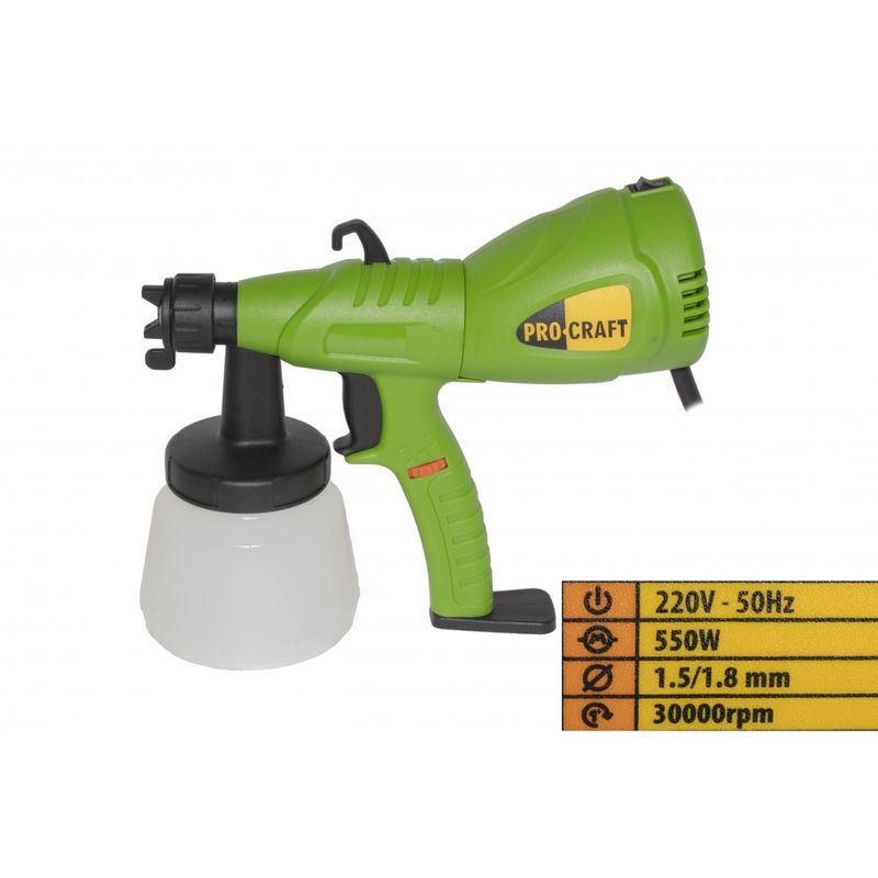 Casa si Gradina - Constructii - Vopsea si tencuieli - Pistoale si sisteme de vopsit si tencuit - Pistol de vopsit PROCRAFT PSE550,  2.75 kg - Infinity.ro