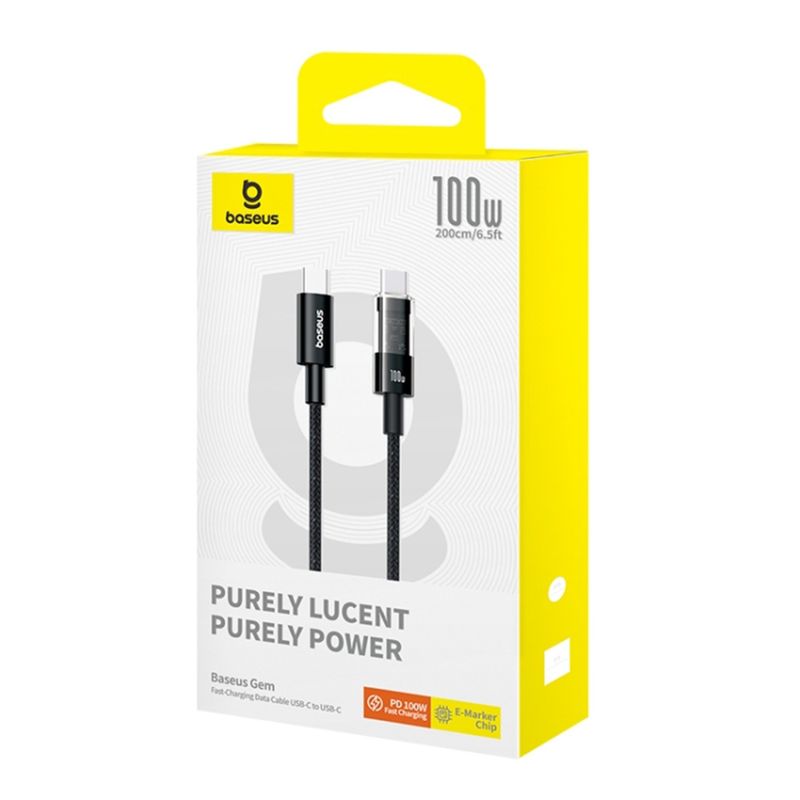 Laptop, Telefoane si Tablete - Telefoane mobile si accesorii - Accesorii Telefoane - Cabluri si adaptoare telefoane - Cablu USB-C la Type-C, Super Fast Charging 100W, 2m - Baseus Gem (P10373000111-01) - Negru - Infinity.ro