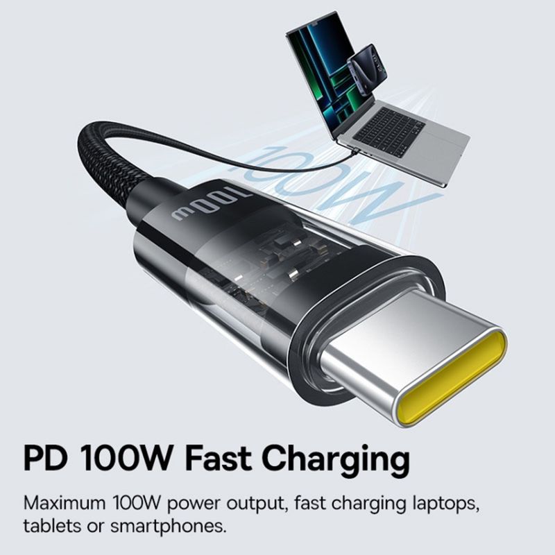 Laptop, Telefoane si Tablete - Telefoane mobile si accesorii - Accesorii Telefoane - Cabluri si adaptoare telefoane - Cablu USB-C la Type-C, Super Fast Charging 100W, 2m - Baseus Gem (P10373000111-01) - Negru - Infinity.ro