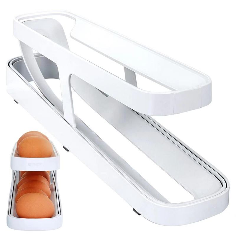 Electronice si Electrocasnice - Electrocasnice bucatarie - Accesorii electrocasnice bucatarie - Suport pentru Oua, pentru Usa Frigiderului, cu Doua Straturi, 36x8.2x10cm, Alb - Infinity.ro