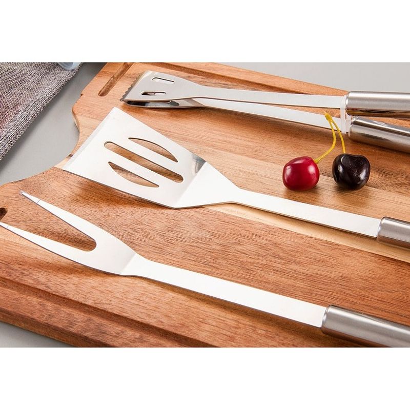 Casa si Gradina - Gradina si terasa - Gratare si accesorii - Accesorii gratare - Set 7 Ustensile pentru Gratar, Flippy, din Otel Inoxidabil, Geanta Oxford, Argintiu - Infinity.ro
