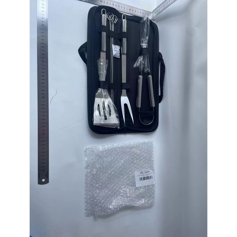 Casa si Gradina - Gradina si terasa - Gratare si accesorii - Accesorii gratare - Set 7 Ustensile pentru Gratar, Flippy, din Otel Inoxidabil, Geanta Oxford, Argintiu - Infinity.ro