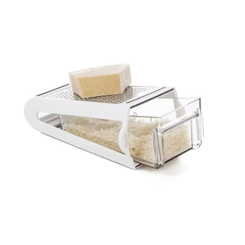 Casa si Gradina - Bucatarie si vesela - Ustensile bucatarie - Razatori si curatatoare - Razatoare de bucatarie cu cutie colectoare Flippy, doua tipuri de lame, carcasa inox si ABS, design practic, alb - Infinity.ro