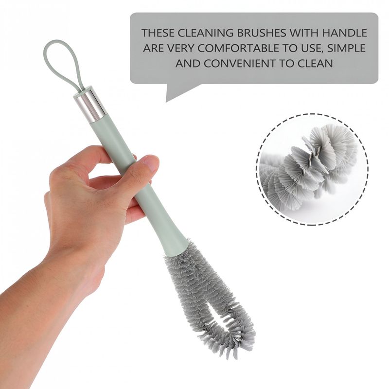 Market - Spalare si intretinere rufe - Produse intretinere Incaltaminte - Perii si alte accesorii - Perie de Curatat Pahare, Sticle, Biberoane, Flippy, cu Maner Lung, Uz Casnic, Silicon, Ergonomic, 3.9x5.4x38.5cm, Verde - Infinity.ro