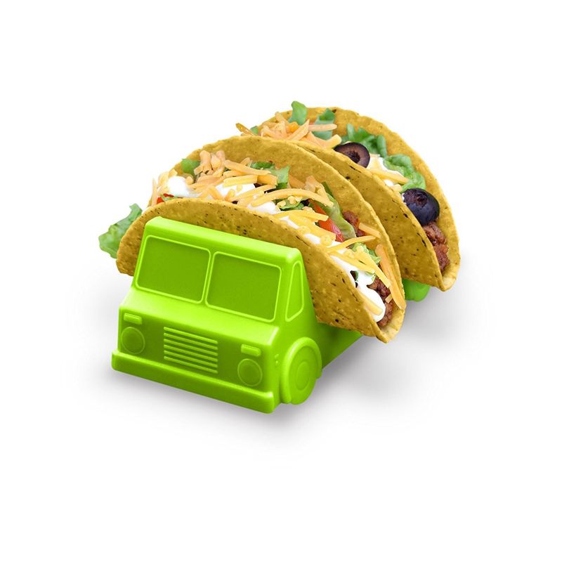 Casa si Gradina - Bucatarie si vesela - Ustensile bucatarie - Tavi servire - Suport pentru Taco, Flippy, Model Autobuz, 14 x 7.5 x 6.5 cm, din PP, Verde - Infinity.ro