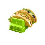 Casa si Gradina - Bucatarie si vesela - Ustensile bucatarie - Tavi servire - Suport pentru Taco, Flippy, Model Autobuz, 14 x 7.5 x 6.5 cm, din PP, Verde - Infinity.ro