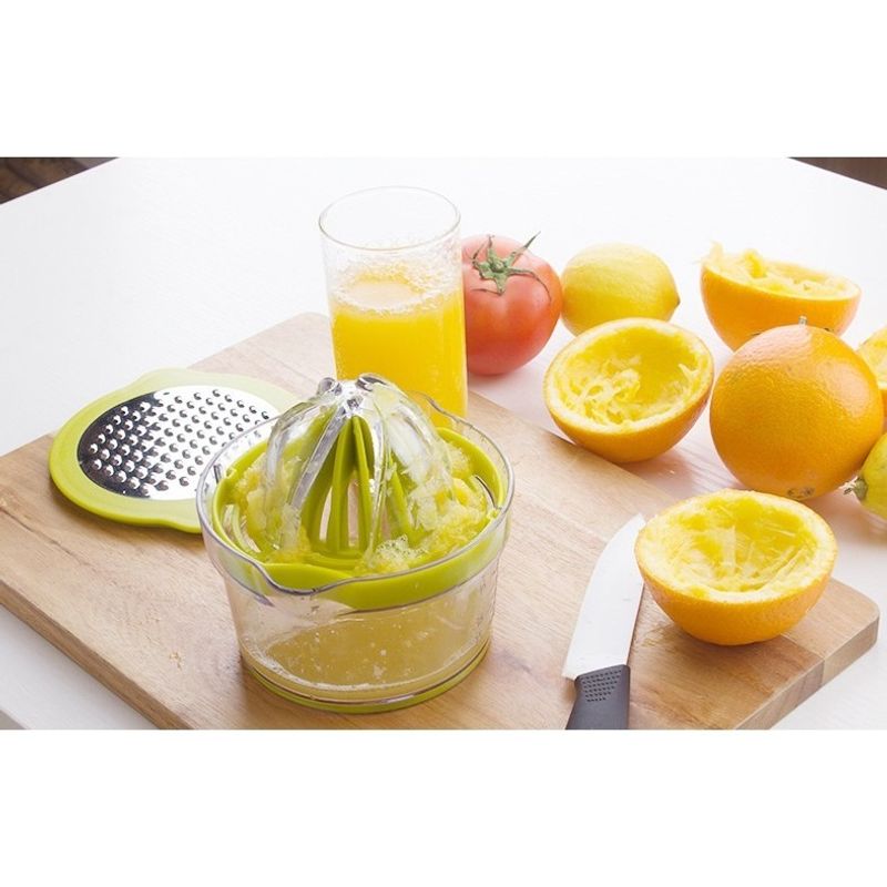 Electronice si Electrocasnice - Electrocasnice bucatarie - Preparare bauturi - Storcatoare de fructe - Storcator de Fructe 2 in 1, Flippy, cu Razatoare si Separator Ou, 14.8 x 8 x 13 cm, Verde - Infinity.ro