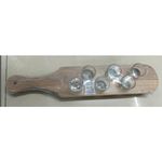 Casa si Gradina - Bucatarie si vesela - Cani si pahare - Pahare - Set 6 Pahare Shot din Sticla Flippy, cu Suport din Lemn, Design Rustic, 41 x 8.5 x 6 cm, Model 2, Maro - Infinity.ro