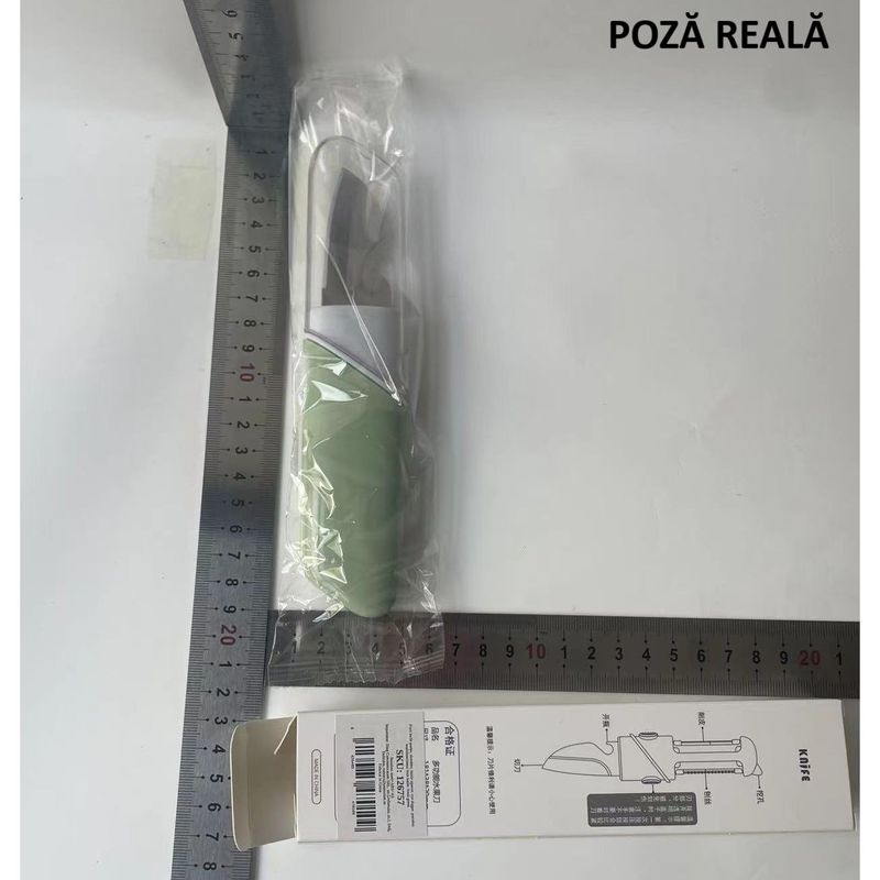 Casa si Gradina - Bucatarie si vesela - Vesela si tacamuri - Cutite si seturi de cutite - Cutit de Fructe Multifunctional, Flippy, Razatoare, Curatator Fructe-Legume, Deschizator de Sticle, 18.1x3.8x2cm, Verde - Infinity.ro