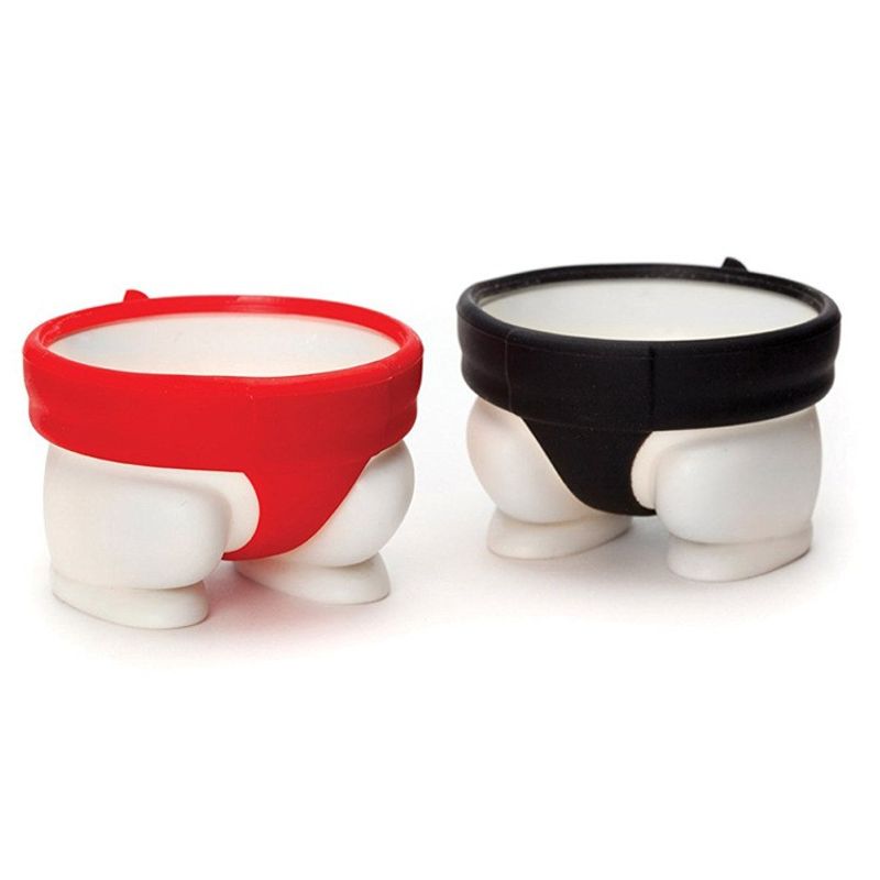 Electronice si Electrocasnice - Electrocasnice bucatarie - Accesorii electrocasnice bucatarie - Set 2 Suporturi pentru Oua Fierte, Flippy, Model Sumo, din Silicon si PP, Multicolor - Infinity.ro