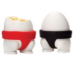 Electronice si Electrocasnice - Electrocasnice bucatarie - Accesorii electrocasnice bucatarie - Set 2 Suporturi pentru Oua Fierte, Flippy, Model Sumo, din Silicon si PP, Multicolor - Infinity.ro