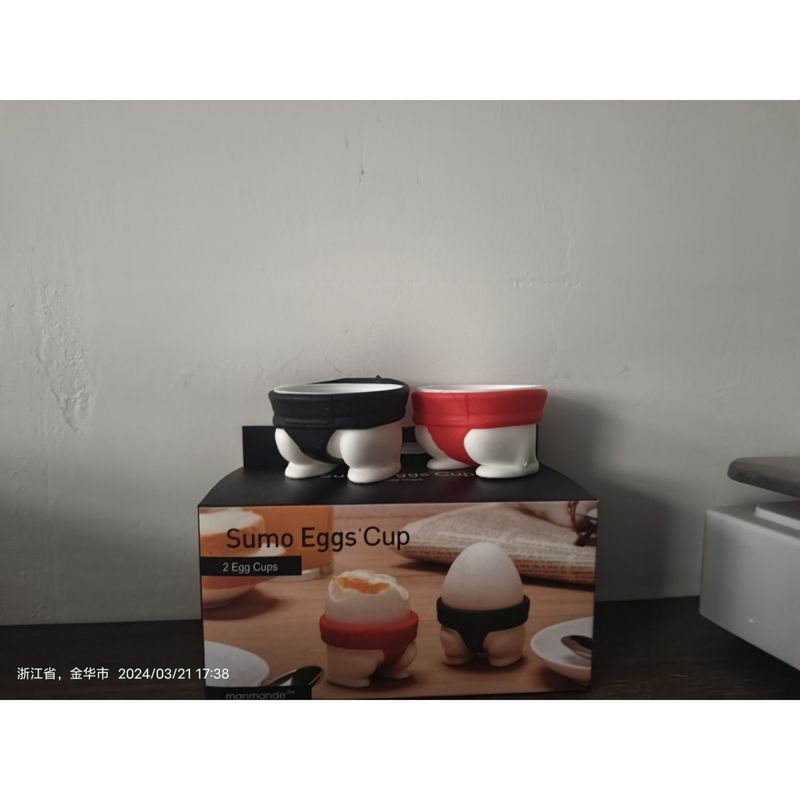 Electronice si Electrocasnice - Electrocasnice bucatarie - Accesorii electrocasnice bucatarie - Set 2 Suporturi pentru Oua Fierte, Flippy, Model Sumo, din Silicon si PP, Multicolor - Infinity.ro