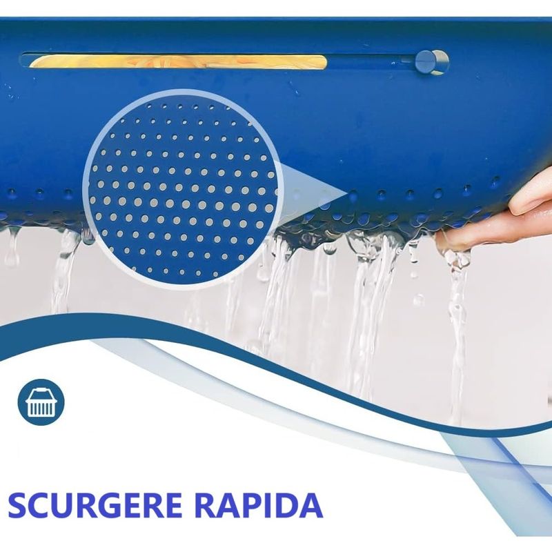 Electronice si Electrocasnice - Electrocasnice bucatarie - Accesorii electrocasnice bucatarie - Cos pentru Scurgere Chiuveta de Bucatarie, Flippy, Plastic, Telescopic, 36x20x5 cm, Albastru - Infinity.ro