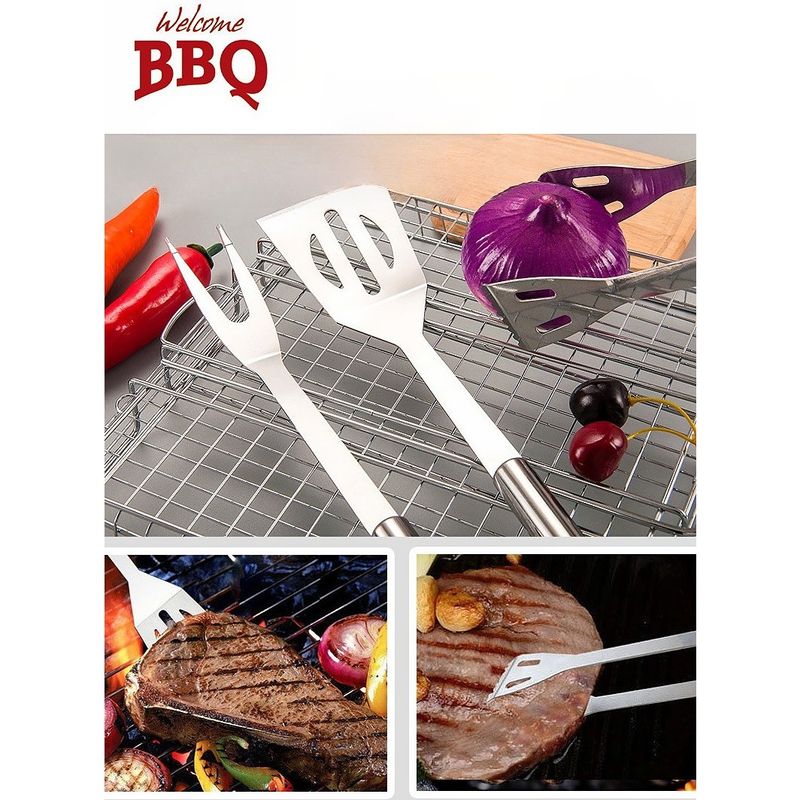 Casa si Gradina - Gradina si terasa - Gratare si accesorii - Accesorii gratare - Set 16 Ustensile pentru Gratar, Flippy, din Otel Inoxidabil, Geanta Oxford, Argintiu - Infinity.ro