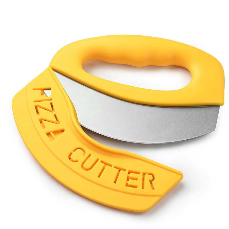 Casa si Gradina - Bucatarie si vesela - Vesela si tacamuri - Cutite si seturi de cutite - Cutit pentru taiat pizza Flippy, cu protectie din silicon pentru lama, inox, 15.5 cm, galben - Infinity.ro