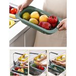 Casa si Gradina - Bucatarie si vesela - Organizare si depozitare bucatarie - Scurgator vase - Cos pentru Scurgere Chiuveta de Bucatarie, Flippy, Plastic, Telescopic, 36x20x5 cm, Gri - Infinity.ro