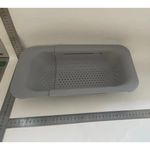 Casa si Gradina - Bucatarie si vesela - Organizare si depozitare bucatarie - Scurgator vase - Cos pentru Scurgere Chiuveta de Bucatarie, Flippy, Plastic, Telescopic, 36x20x5 cm, Gri - Infinity.ro