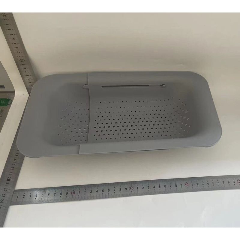 Casa si Gradina - Bucatarie si vesela - Organizare si depozitare bucatarie - Scurgator vase - Cos pentru Scurgere Chiuveta de Bucatarie, Flippy, Plastic, Telescopic, 36x20x5 cm, Gri - Infinity.ro