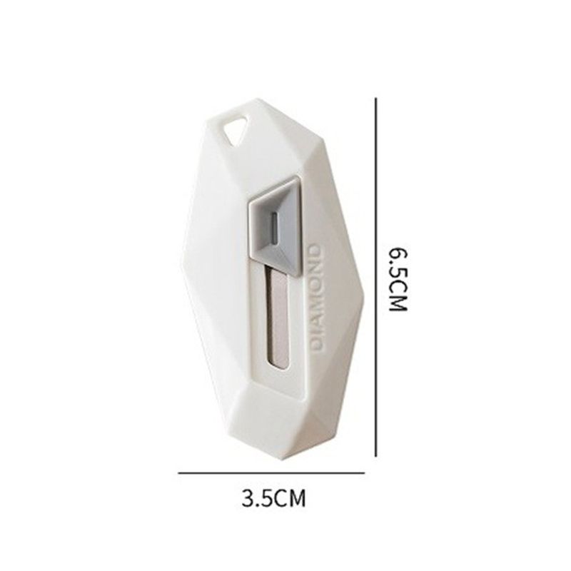 Carti si Birotica - Birotica - Accesorii de birou - Foarfece si cuttere - Cutter pentru Cutii, Flippy, Varf Rotunjit si Zimtat, Tip Breloc, 6.5x3.5 cm, Alb - Infinity.ro
