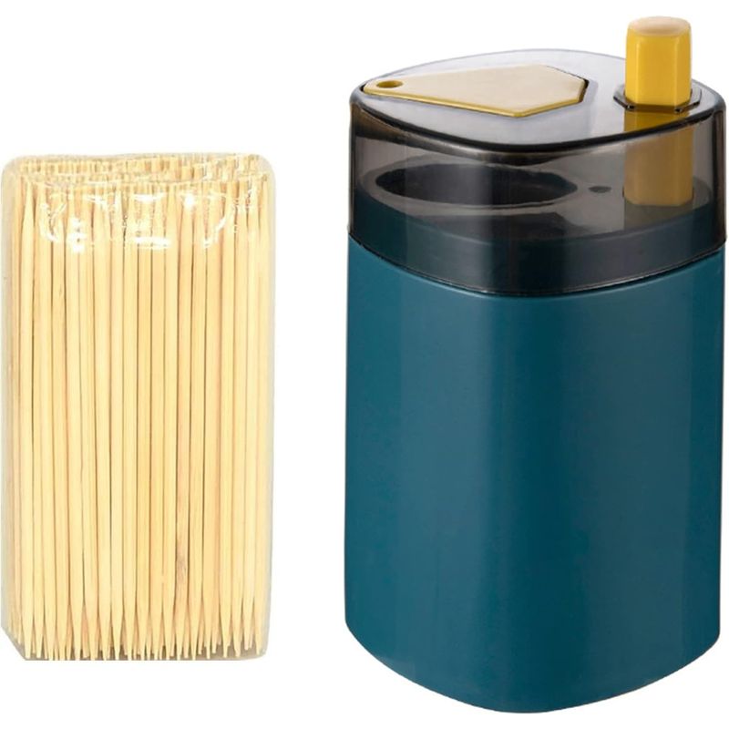 Casa si Gradina - Bucatarie si vesela - Ustensile bucatarie - Rasnite si dozatoare condimente - Suport Scobitori, Flippy, Automat, cu Buton si Capac, din PP, 9.5x6 cm, Albastru - Infinity.ro