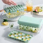 Casa si Gradina - Bucatarie si vesela - Accesorii bar - Forme cuburi de gheata - Set Cutie pentru Gheata, Flippy, Uz Casnic, 1 Tavita pentru Cuburi, Capac Etans, Lopata, 23.5x13.3x10 cm, Verde - Infinity.ro