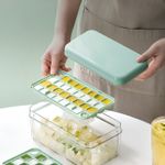 Casa si Gradina - Bucatarie si vesela - Accesorii bar - Forme cuburi de gheata - Set Cutie pentru Gheata, Flippy, Uz Casnic, 1 Tavita pentru Cuburi, Capac Etans, Lopata, 23.5x13.3x10 cm, Verde - Infinity.ro