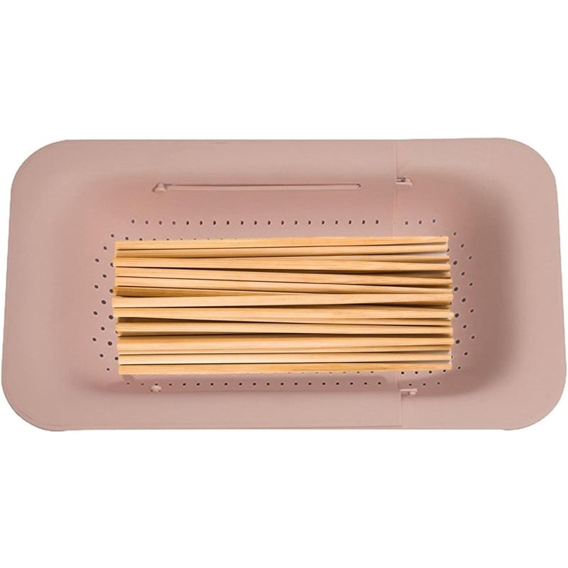 Casa si Gradina - Bucatarie si vesela - Organizare si depozitare bucatarie - Scurgator vase - Cos pentru Scurgere Chiuveta de Bucatarie, Flippy, Plastic, Telescopic, 36x20x5 cm, Roz - Infinity.ro
