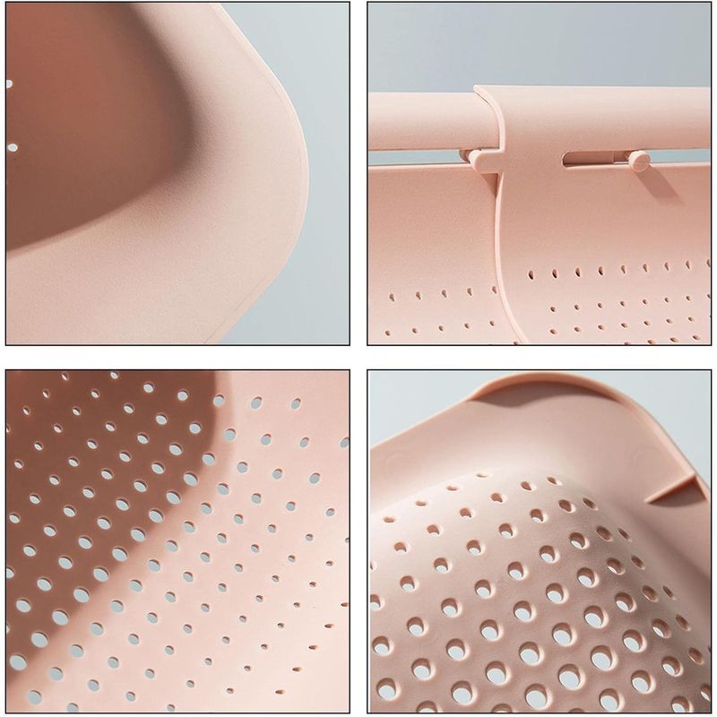 Casa si Gradina - Bucatarie si vesela - Organizare si depozitare bucatarie - Scurgator vase - Cos pentru Scurgere Chiuveta de Bucatarie, Flippy, Plastic, Telescopic, 36x20x5 cm, Roz - Infinity.ro